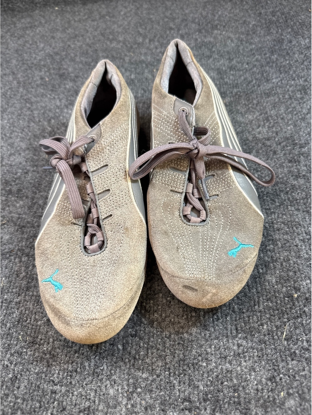 Puma Women’s Size 6 Gray Turquoise Lace Up Lightweight Athletic Shoes Sneakers